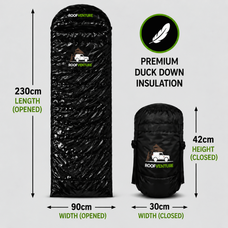 ROOFVENTURE ICEWOLF XL, 4-Season 3200g Down envelope sleeping bag